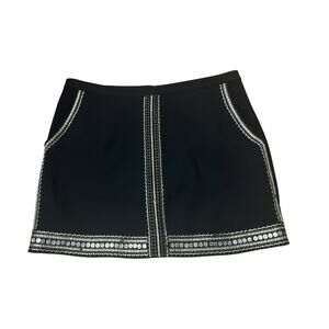 Madewell Black Sequin Embroidered Mini Skirt Sexy Feminine Metallic Blingy 4